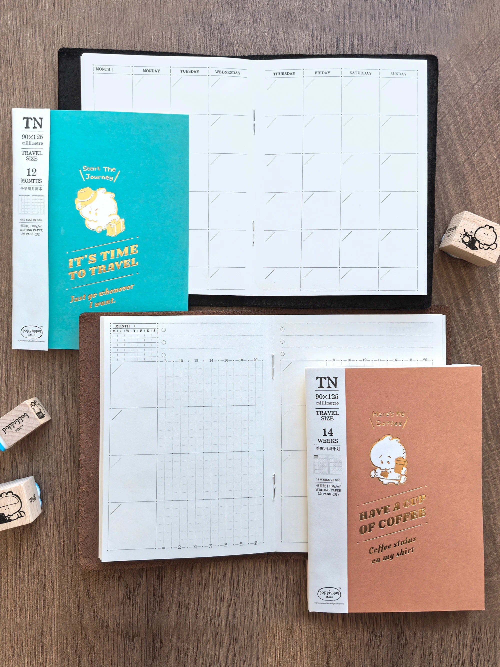 TN Wowo Rabbit  Refill Inserts for Passport-sized Notebook - Monthly Calendar / Weekly Planner / Grid / Blank