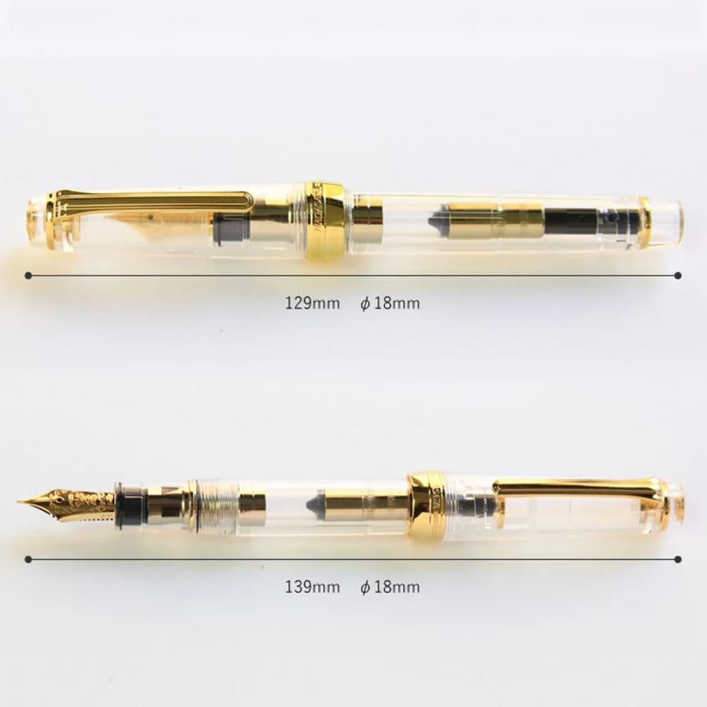 Nagasawa Clear Demonstrator, Gold Weather Vane, Flat Top, Large Size 21K Sailor Fountain Pen