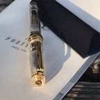 Nagasawa Clear Demonstrator, Gold Weather Vane, Flat Top, Large Size 21K Sailor Fountain Pen