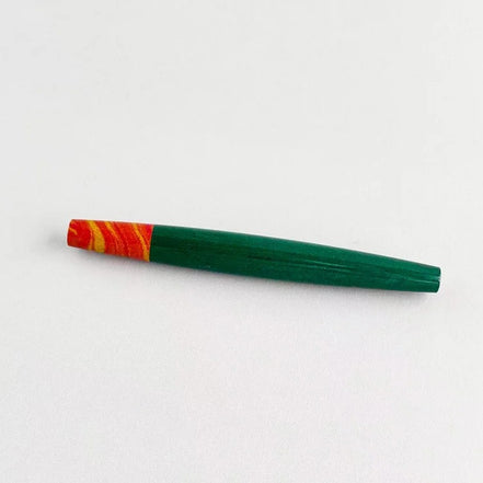 Eboya 14K Gold Ebonite Fountain Pen, 木笛 KOBUE, Limited Edition Green-Orange Body with Yanka Pattern Cap