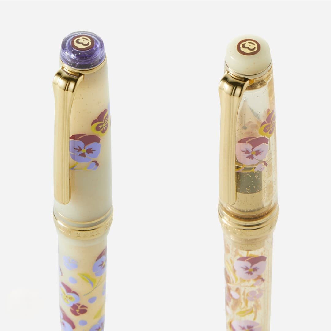 Limited Edition Ancora Pansy 14K Gold Sailor Medium Fountain Pen & Colored Ink Gift Set