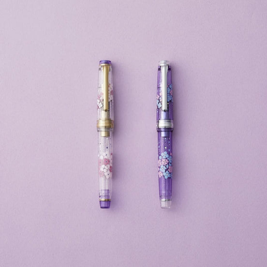 Limited Edition Ancora Hydrangea 14K Gold Sailor Medium Fountain Pen & Colored Ink Gift Set