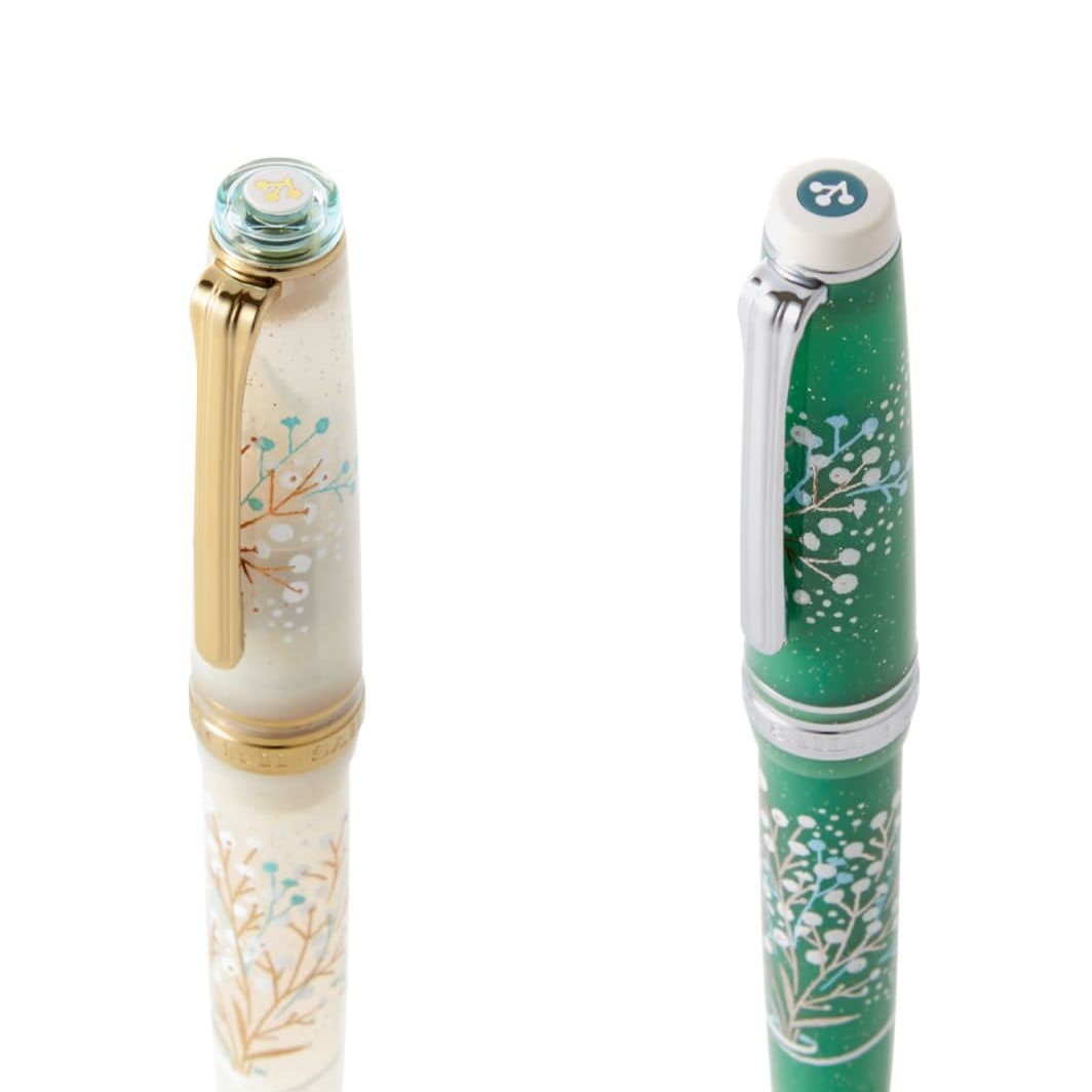 Limited Edition Ancora Baby's Breath 14K Gold Sailor Medium Fountain Pen & Colored Ink Gift Set