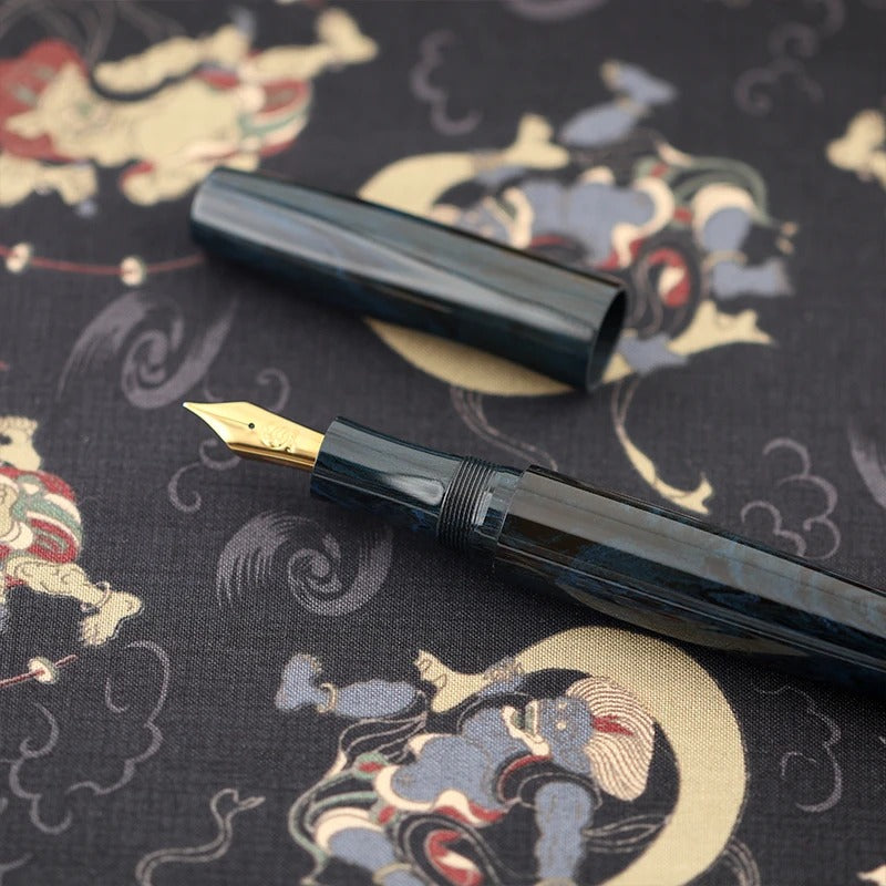 Eboya Shoumokuya Ark L Limited Color Deep Sea Hard Rubber 14K Gold Fountain Pen