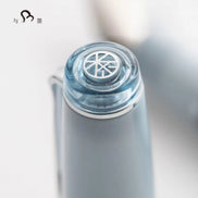 NAGASAWA Chayamachi Store 15th Anniversary Limited Edition: Flat-top Fountain Pen with Steel Nib, Tea-character Crown, in Blue and Silver