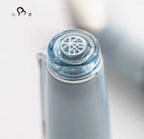 NAGASAWA Chayamachi Store 15th Anniversary Limited Edition: Flat-top Fountain Pen with Steel Nib, Tea-character Crown, in Blue and Silver