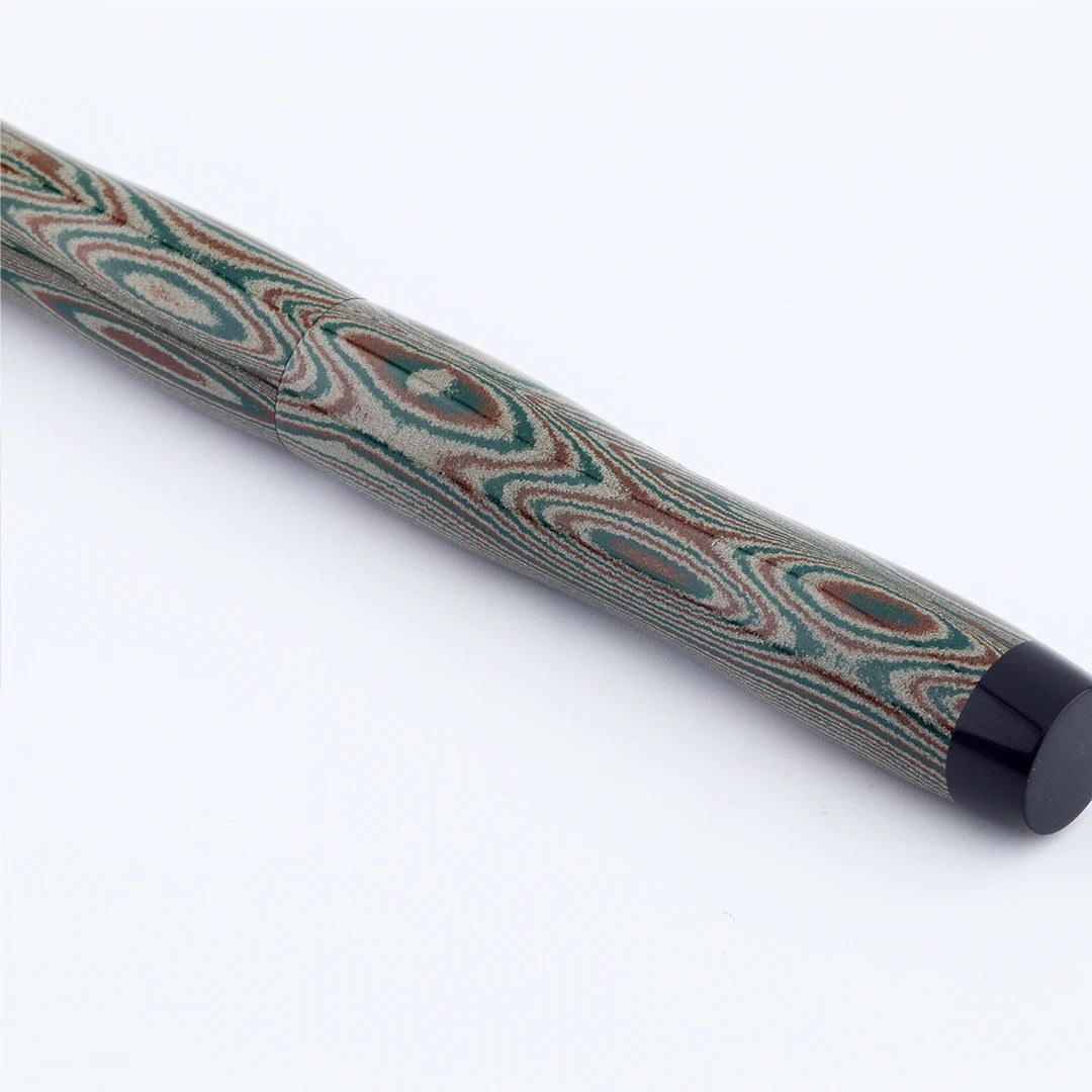 Eboya Emuya NALU Model - Exclusive Elegant Shade (Green & Black): Hard Rubber Fountain Pen with 14K Gold Nib