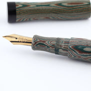 Eboya Emuya NALU Model - Exclusive Elegant Shade (Green & Black): Hard Rubber Fountain Pen with 14K Gold Nib