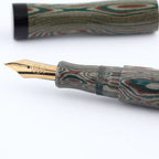 Eboya Emuya Nalu Model - Exclusive Elegant Shade (Green & Black): Hard Rubber Fountain Pen with 14K Gold Nib