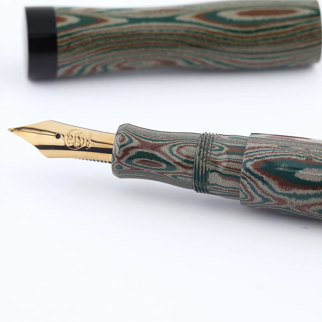 Eboya Emuya Nalu Model - Exclusive Elegant Shade (Green & Black): Hard Rubber Fountain Pen with 14K Gold Nib