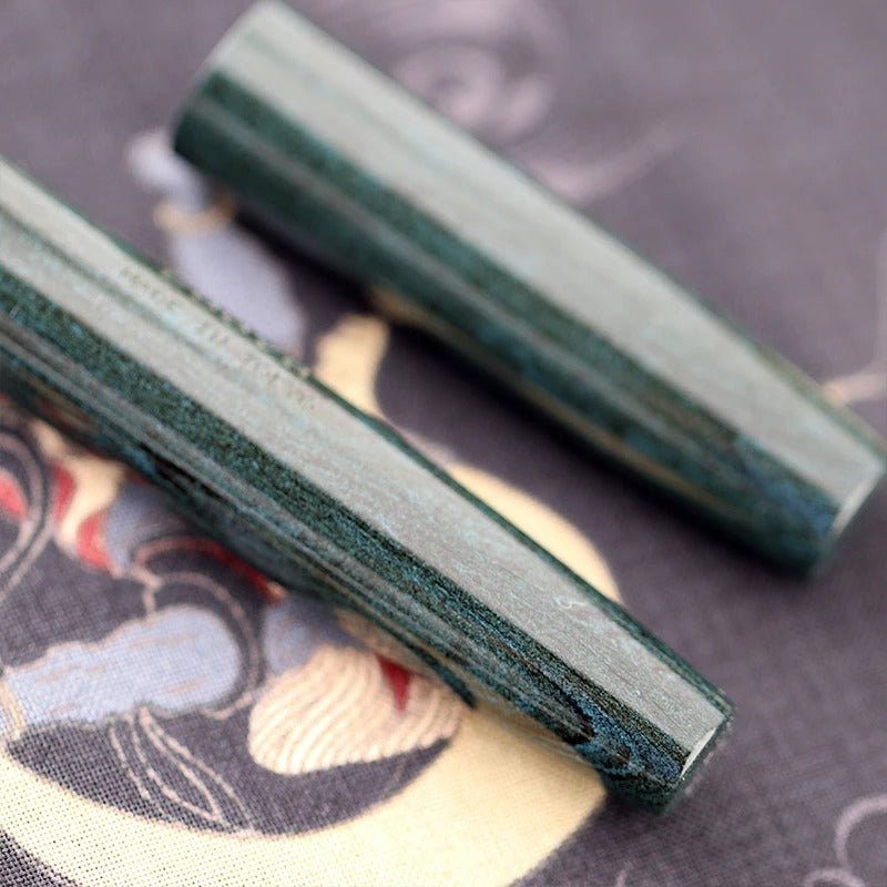 Eboya Emuya 萌芽 HOUGA / 方舟 HAKOBUNE M Model - Exclusive Aqua Pattern Shade: Hard Rubber Fountain Pen with 14K Gold Nib