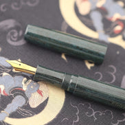 Eboya Emuya 萌芽 HOUGA / 方舟 HAKOBUNE M Model - Exclusive Aqua Pattern Shade: Hard Rubber Fountain Pen with 14K Gold Nib