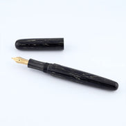 Eboya Emuya 萌芽 HOUGA / 方舟 HAKOBUNE M Model - Exclusive Black Divine Dragon Edition: Hard Rubber Fountain Pen with 14K Gold Nib