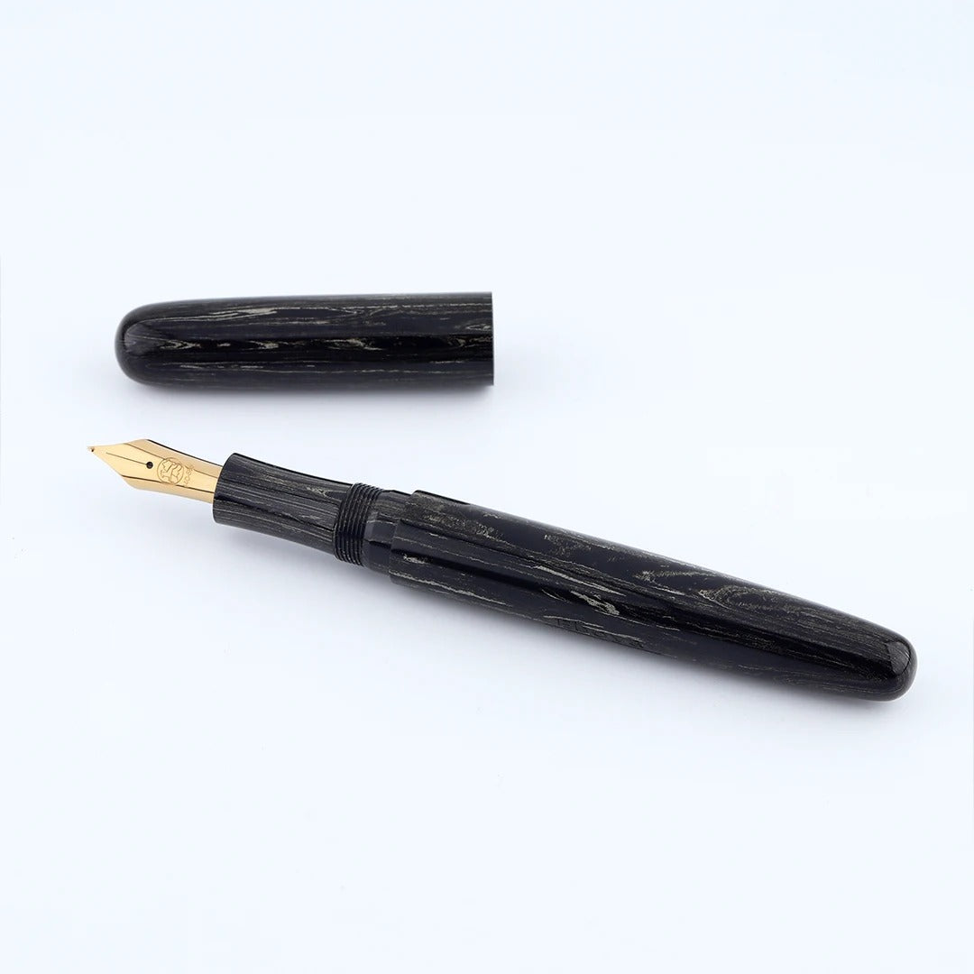 Eboya Emuya 萌芽 HOUGA / 方舟 HAKOBUNE M Model - Exclusive Black Divine Dragon Edition: Hard Rubber Fountain Pen with 14K Gold Nib