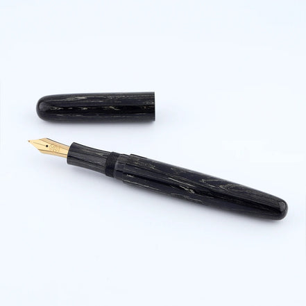 Eboya Emuya 萌芽 HOUGA / 方舟 HAKOBUNE M Model - Exclusive Black Divine Dragon Edition: Hard Rubber Fountain Pen with 14K Gold Nib