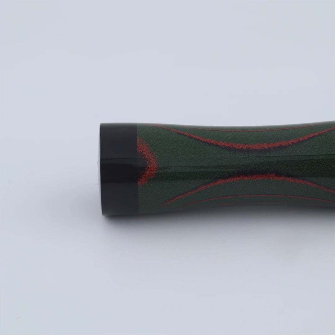 Eboya Emuya Nalu Model - Exclusive Pine-Needle Orange-Black & Black Shade: Hard Rubber Fountain Pen with 14K Gold Nib