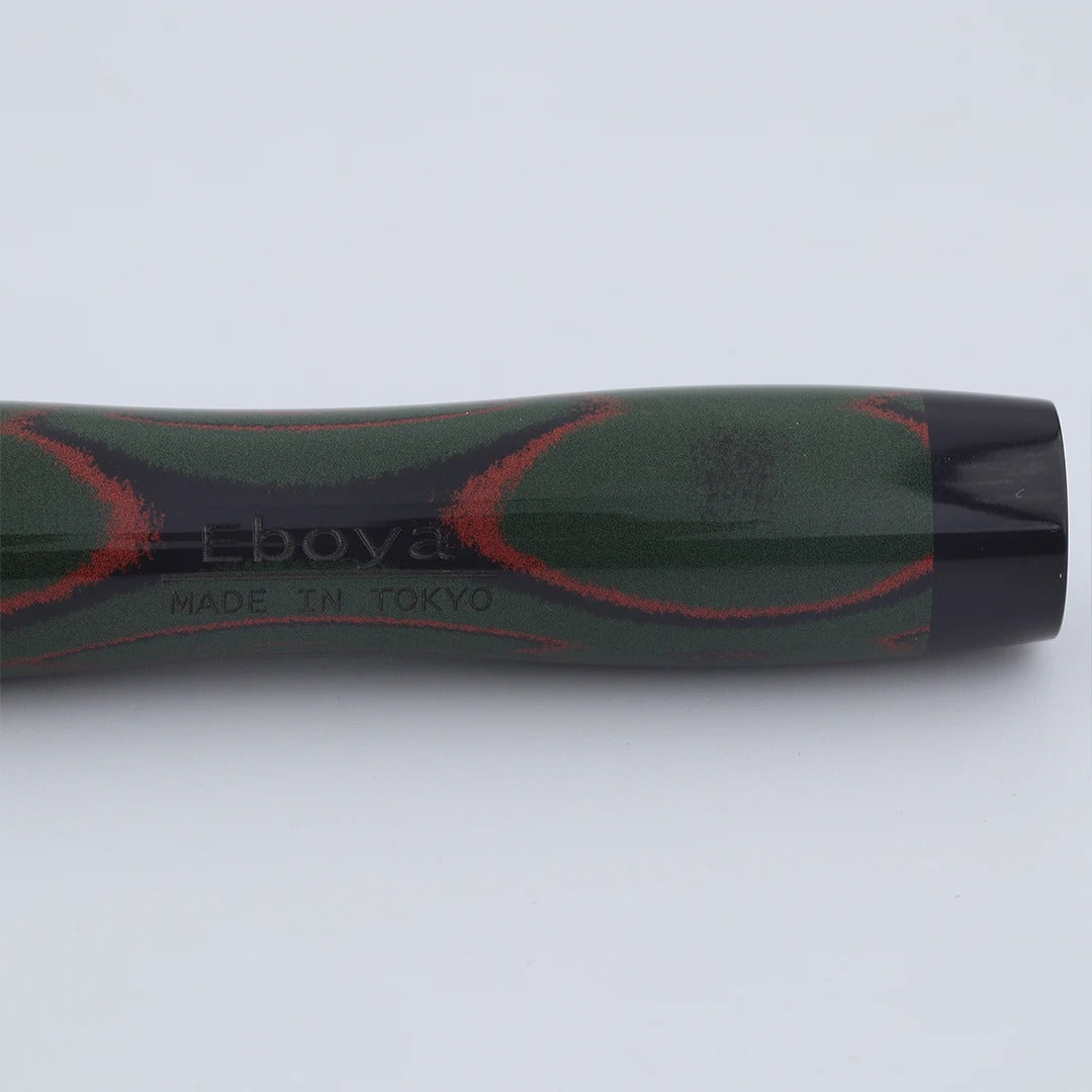 Eboya Emuya NALU Model - Exclusive Pine-Needle Orange-Black & Black Shade: Hard Rubber Fountain Pen with 14K Gold Nib