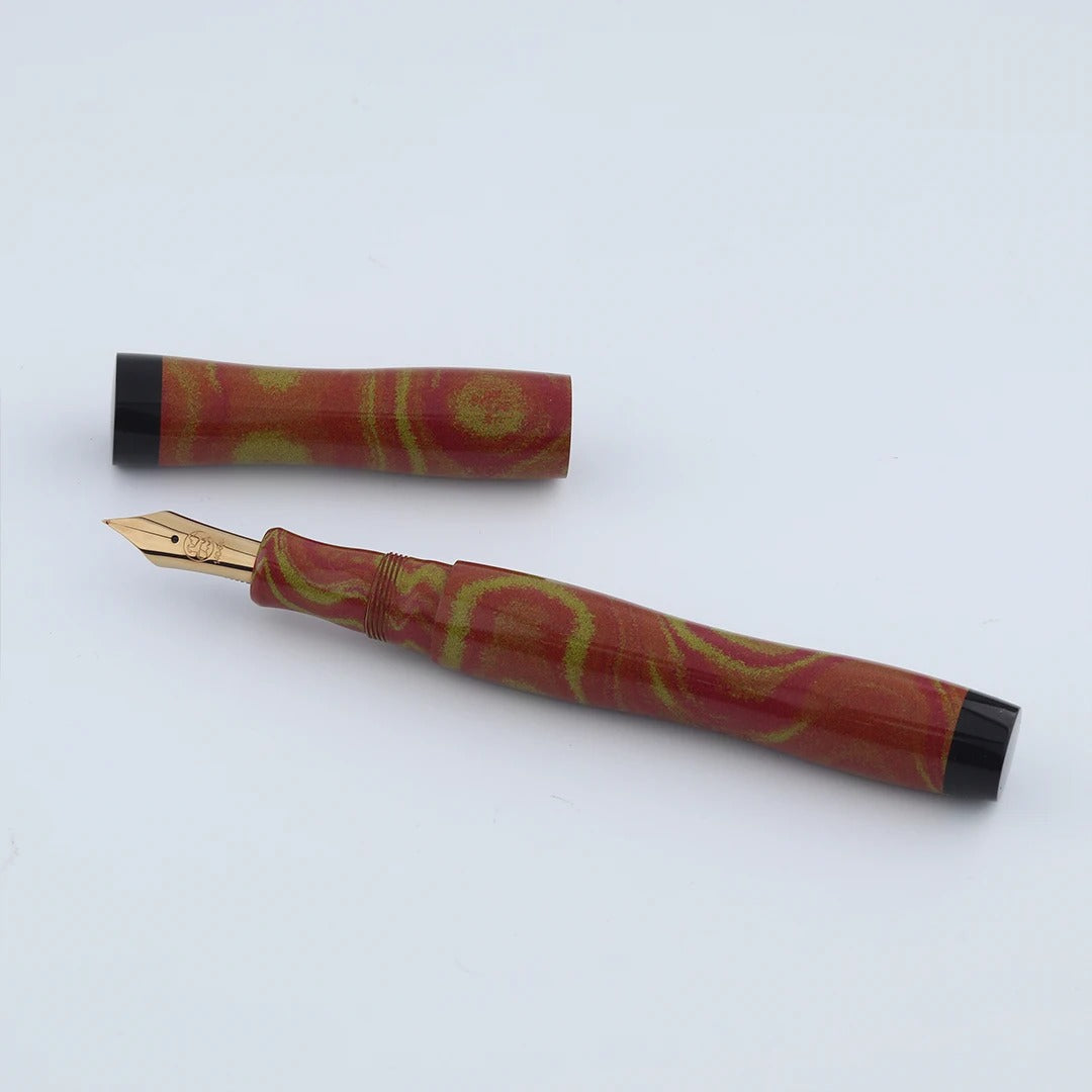 Eboya Emuya Nalu Model - Exclusive Blaze & Black Shade: Hard Rubber Fountain Pen with 14K Gold Nib