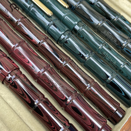 Eboya 立竹 RICCHIKU Fountain Pen Available in Multiple Colors & Nib Styles, Hard Rubber Body, 14K Gold Nib