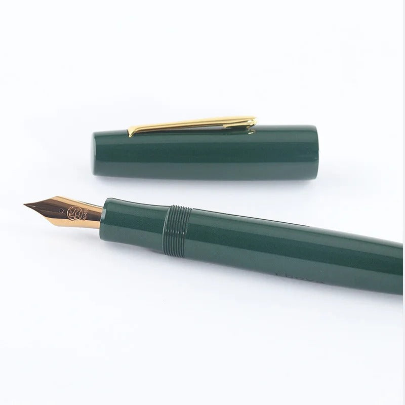 Eboya Brand - 宝珠 HOUJU / 棗 NATSUME Series Fountain Pen L size | Limited-Edition Color: Chitose Green | Hard Rubber Body | 14K Gold Nib