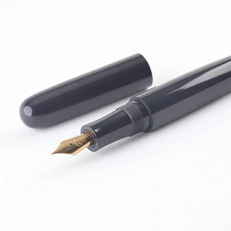 Eboya Brand - Sprout/Ark Series Fountain Pen L Nib | Limited-Edition Color: Deep Indigo | Hard Rubber Body | 14K Gold Nib