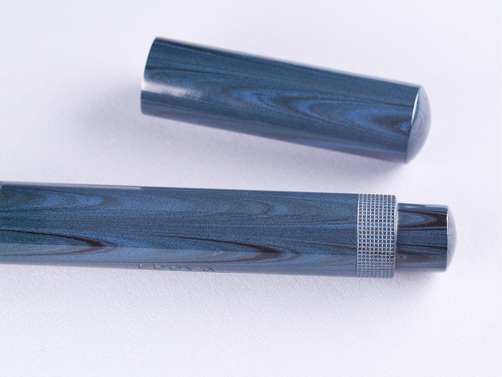 Eboya Brand - 鏡花 KYOUKA Series Fountain Pen M size | Limited-Edition Color: Cyan Ripple | Hard Rubber Body | 14K Gold Nib