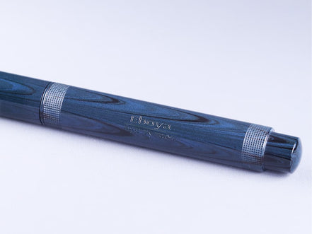 Eboya Brand - 鏡花 KYOUKA Series Fountain Pen M size | Limited-Edition Color: Cyan Ripple | Hard Rubber Body | 14K Gold Nib