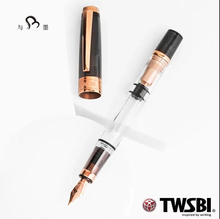 TWSBI 580 Smoky Rose Gold Fountain Pen - Black Translucent Demonstrator Steel Nib