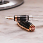 TWSBI 580 Smoky Rose Gold Fountain Pen - Black Translucent Demonstrator Steel Nib