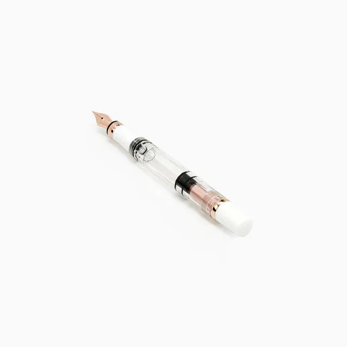 TWSBI 580 Porcelain White & Rose Gold Fountain Pen, White Semi-Transparent Demonstrator with Steel Nib