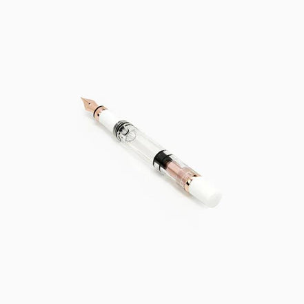TWSBI 580 Porcelain White & Rose Gold Fountain Pen, White Semi-Transparent Demonstrator with Steel Nib