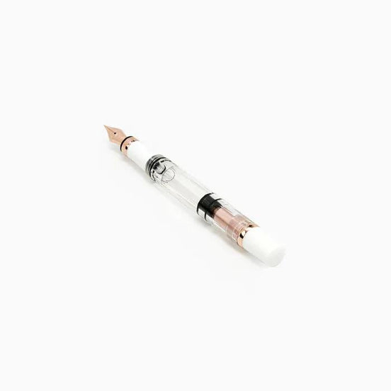 TWSBI 580 Porcelain White & Rose Gold Fountain Pen, White Semi-Transparent Demonstrator with Steel Nib