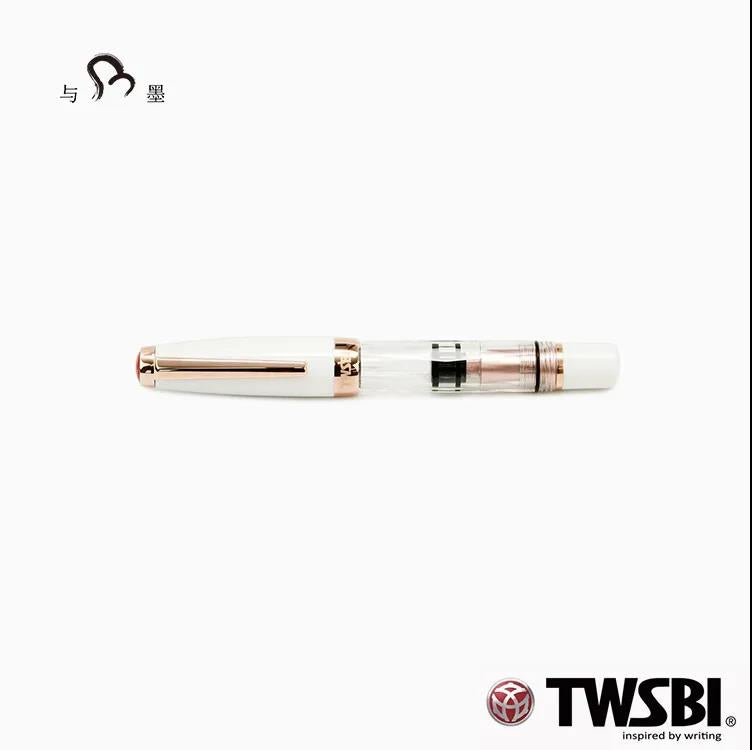 TWSBI 580 Mini Porcelain White & Rose Gold Short Fountain Pen, Transparent Demonstrator with Steel Nib
