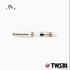 TWSBI 580 Mini Porcelain White & Rose Gold Short Fountain Pen, Transparent Demonstrator with Steel Nib