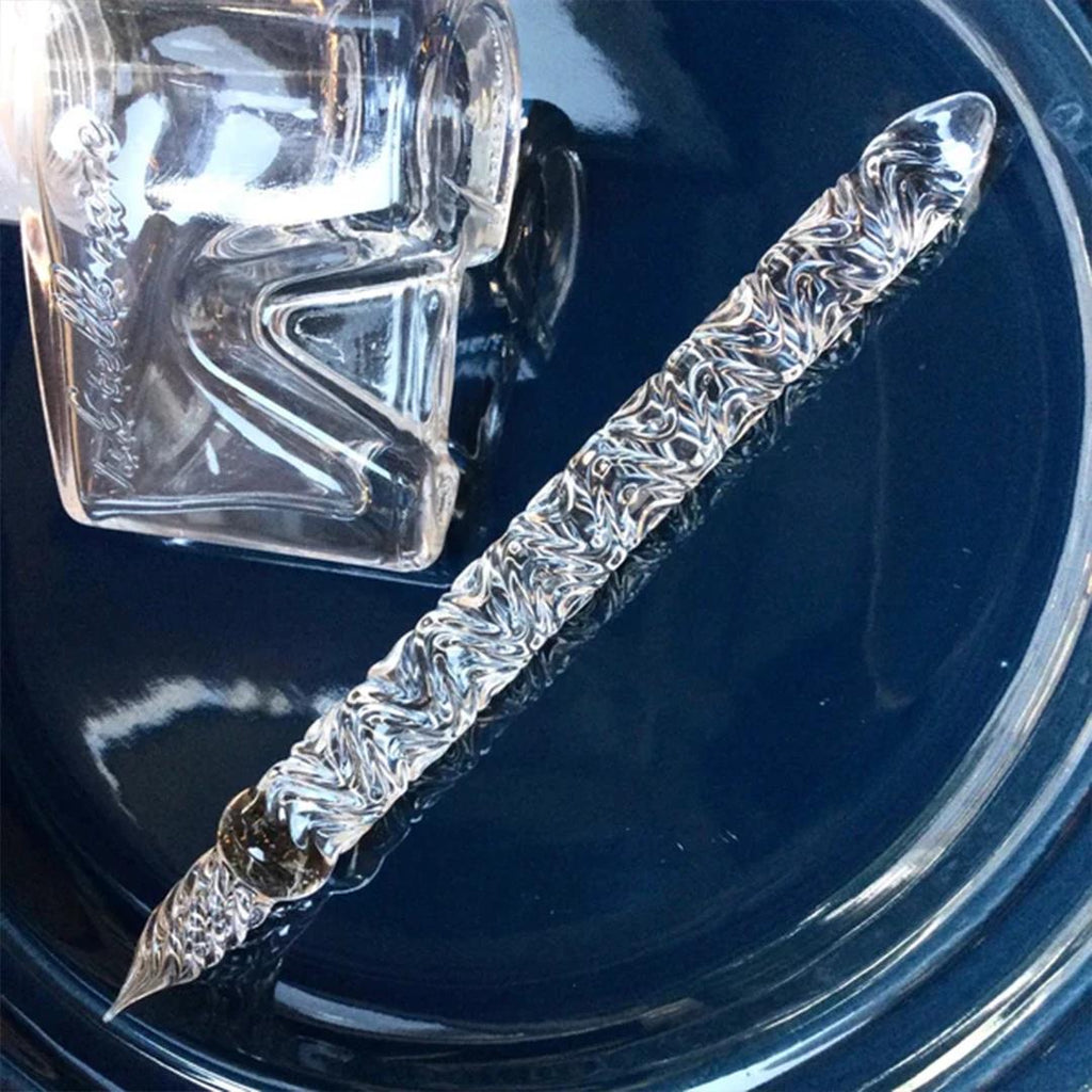 BUNGUBOX Limited Edition Clear Wave-patterned Glass Dip Pen