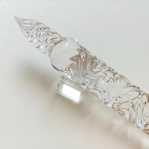 BUNGUBOX Limited Edition Clear Wave-patterned Glass Dip Pen