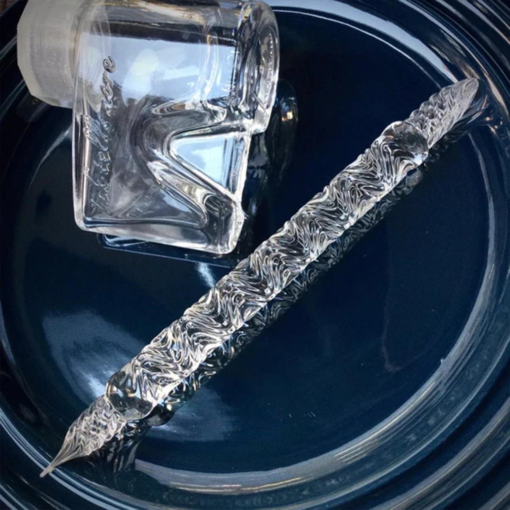 BUNGUBOX Limited Edition Clear Wave-patterned Nitou-ryuu Glass Dip Pen