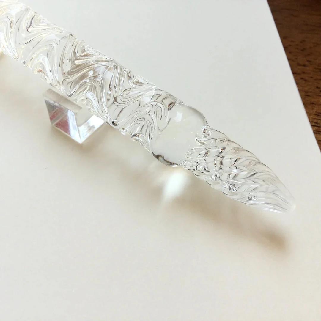 BUNGUBOX Limited Edition Clear Wave-patterned Nitou-ryuu Glass Dip Pen
