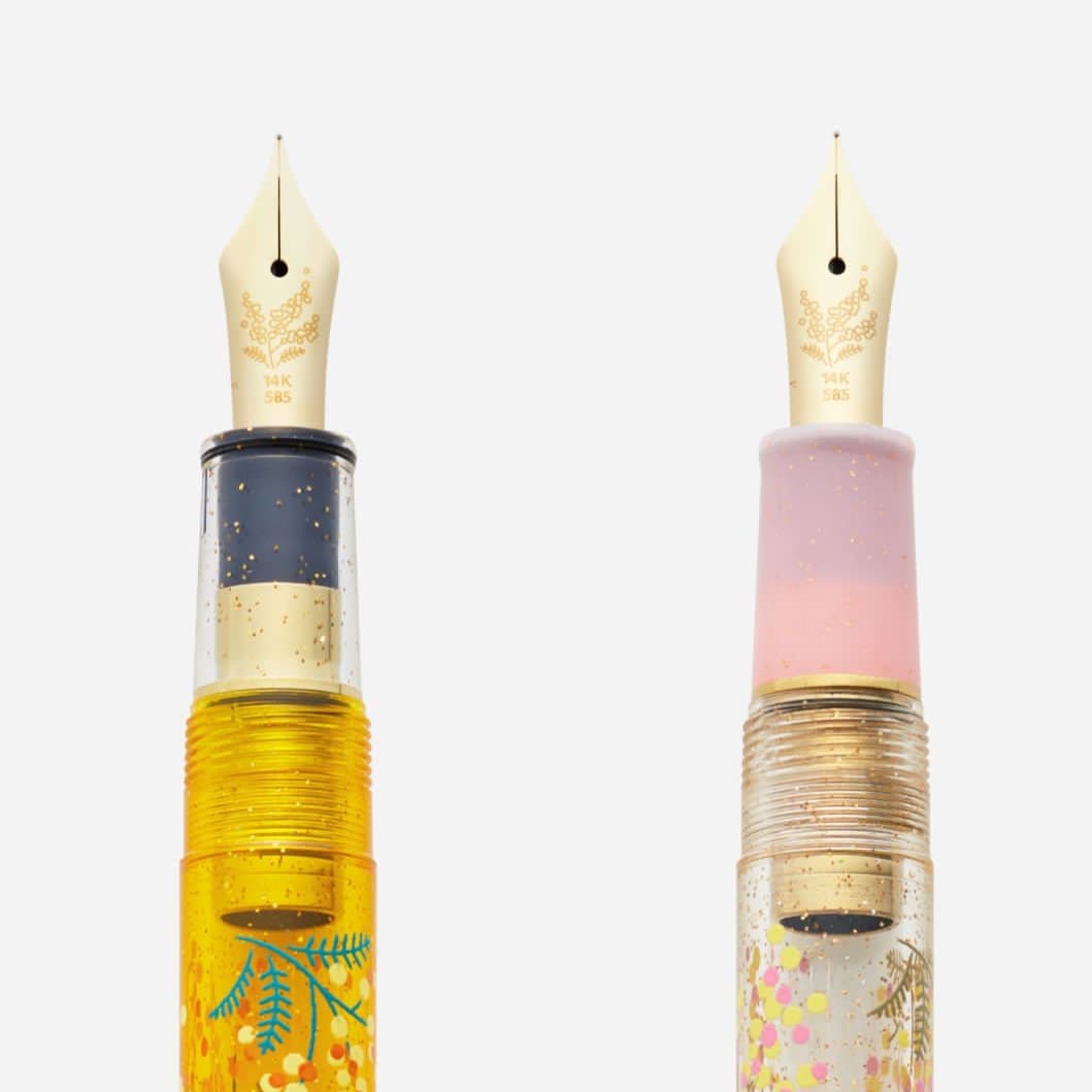 Limited Edition Ancora Mimosa 14K Gold Sailor Medium Fountain Pen & Colored Ink Gift Set