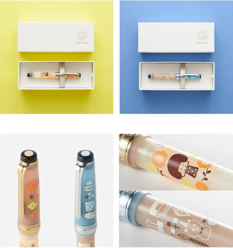 Ancora x Sailor Limited Edition Mizutama Cartoon 14K Blue Fountain Pen