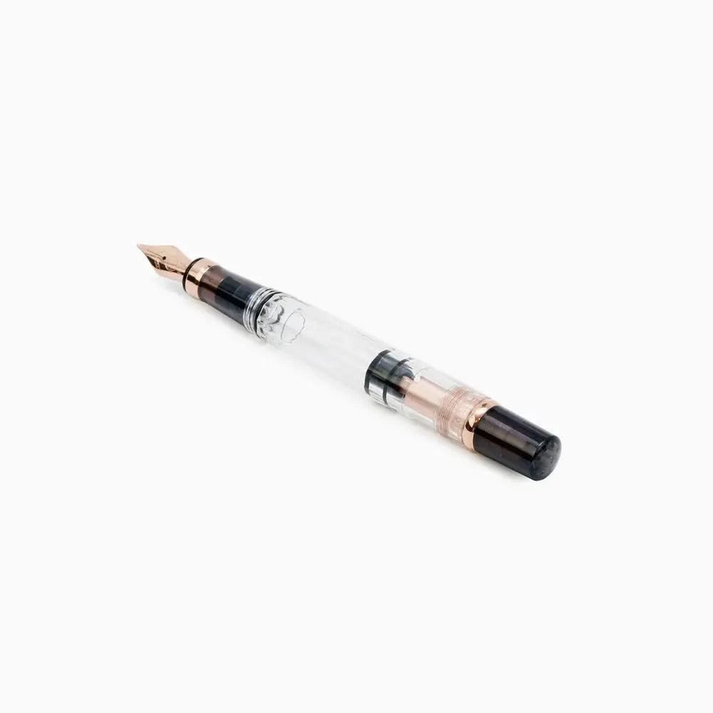 TWSBI 580 Smoky Rose Gold Fountain Pen - Black Translucent Demonstrator Steel Nib