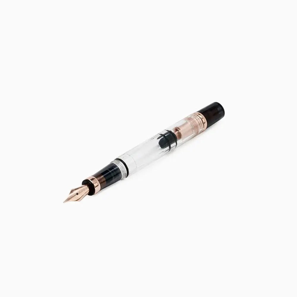 TWSBI 580 Smoky Rose Gold Fountain Pen - Black Translucent Demonstrator Steel Nib
