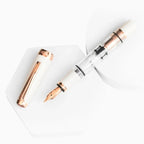 TWSBI 580 Mini Porcelain White & Rose Gold Short Fountain Pen, Transparent Demonstrator with Steel Nib