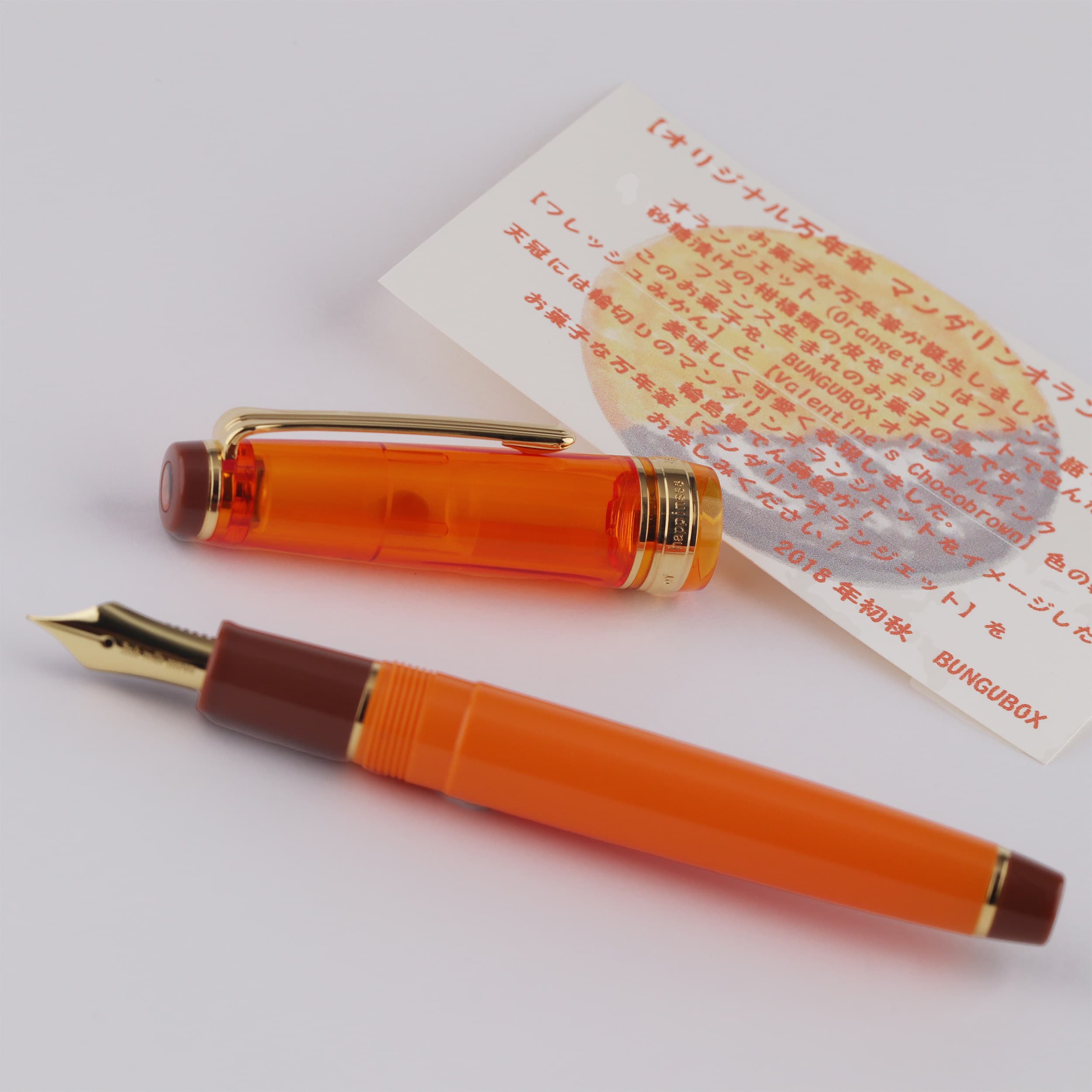 BUNGUBOX Limited Edition Orange Chocolate 14K Gold Sailor Standard Model Fountain Pen