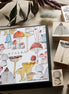 Mushroom Cluster Gift Box Set - 10 Wooden Stamps, Red-rimmed & Crimson-rimmed Styles