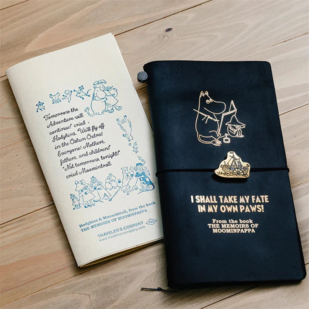 TN × Moomin Annual Lottery Limited Edition Vol.5 Gift Box Set: Leather Notebook, Refill Pages, Pen, Canvas Tote Bag, Stickers