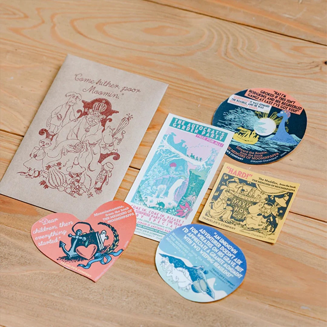 TN × Moomin Annual Lottery Limited Edition Vol.5 Gift Box Set: Leather Notebook, Refill Pages, Pen, Canvas Tote Bag, Stickers
