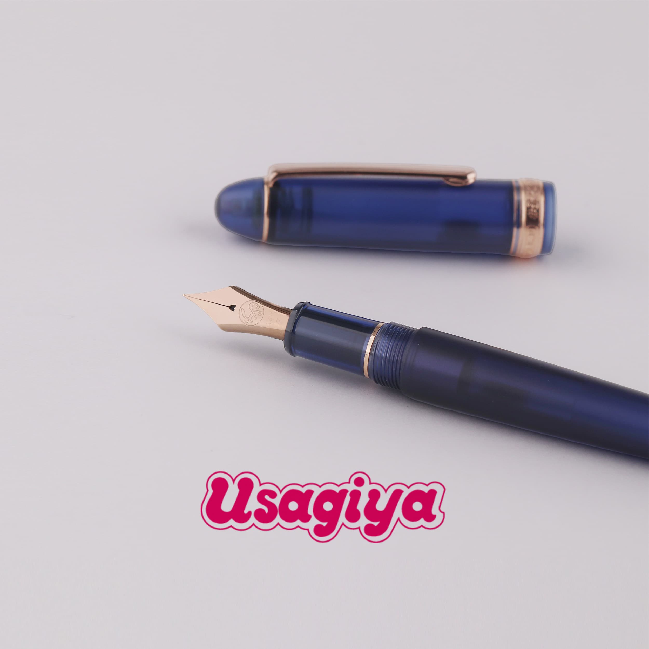 Usagiya Limited Edition Denim Blue 14K Gold Platinum Fountain Pen