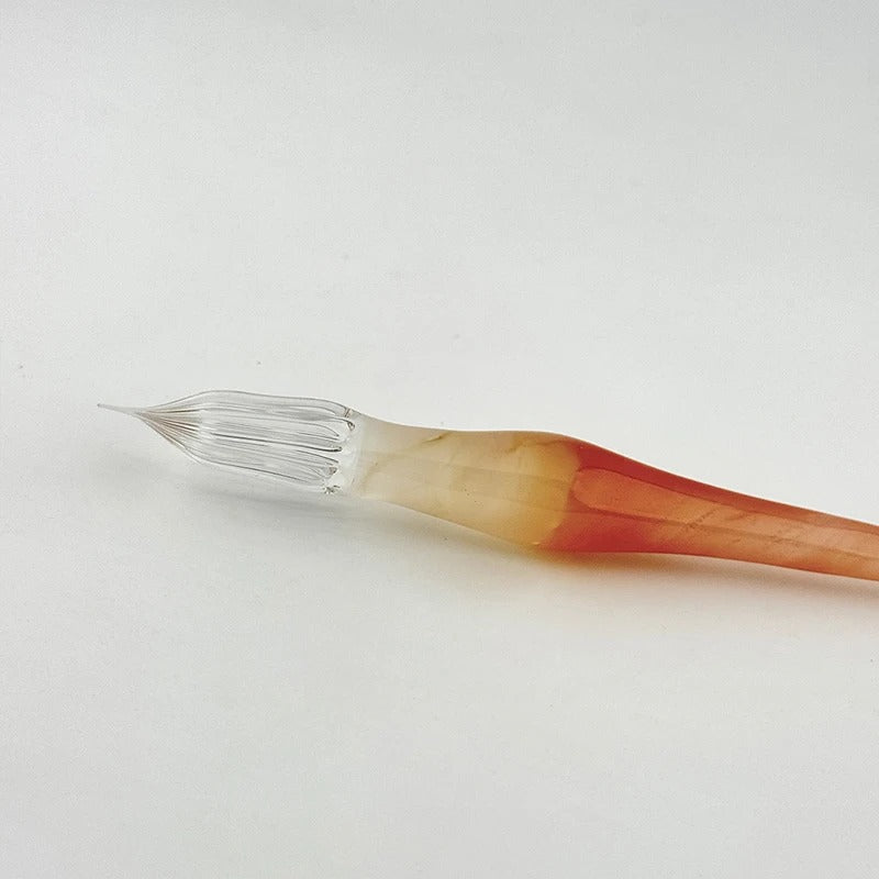 Aun Glass Dip Pen - Lamp Series, Pink Orange Variant