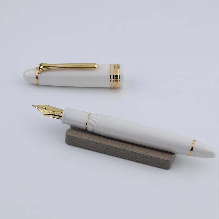 Sailor Vintage 1911 Fountain Pen, Yukio Nagahara Modified Nib, Pearlescent White Torpedo Shape, 21K Gold, Full Gold Nib